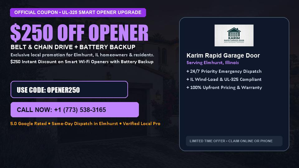 Karim Rapid Garage Door $250 OFF Premium LiftMaster Opener Installation in Elmhurst, IL
