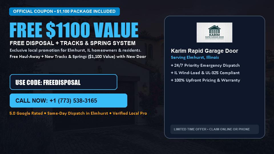 Karim Rapid Garage Door FREE Haul-Away & Heavy-Duty Tracks with New Door in Elmhurst, IL